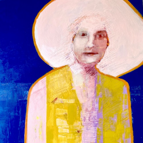figurative painting of a woman in cowboy hat by Ruth Andre