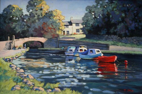 Scottish canal landscape painting by John Stoa