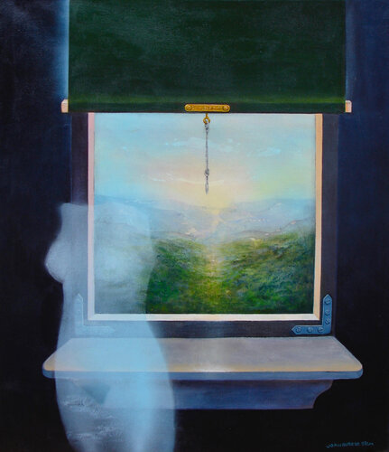 mysterious still life with window by Joan Burger Siem