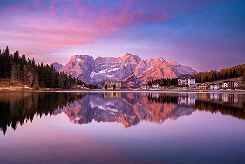 Sunrise photograph in Italian mountains