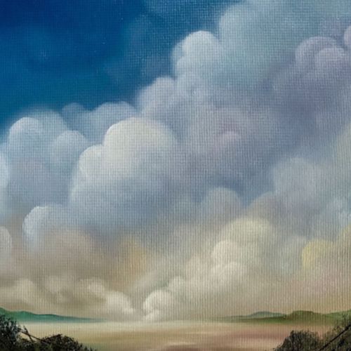 Painting of a sky and clouds