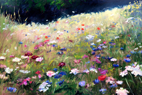 oil painting field of flowers