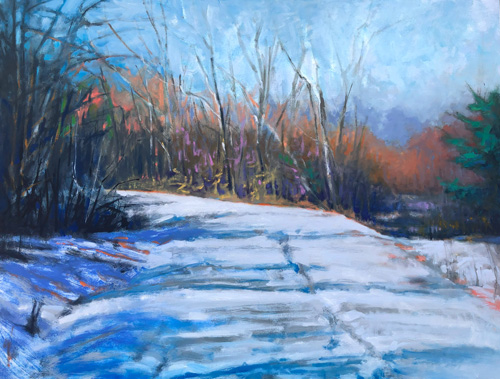 oil painting snowy landscape