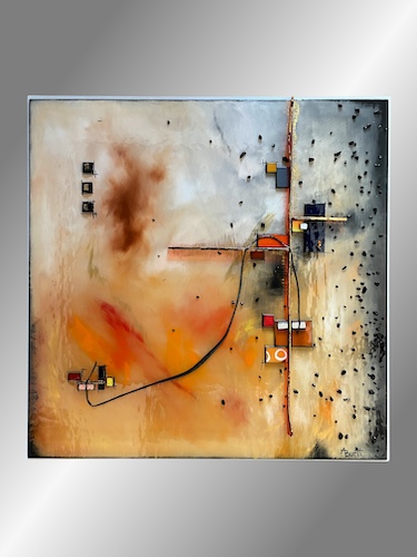 earth-tone fused glass collage by Anne Burtt