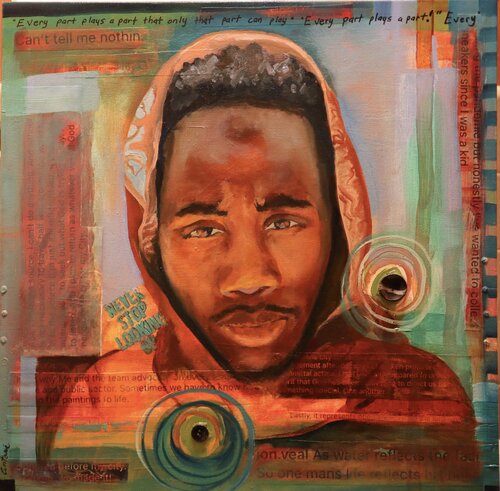 mixed media portrait of a black man