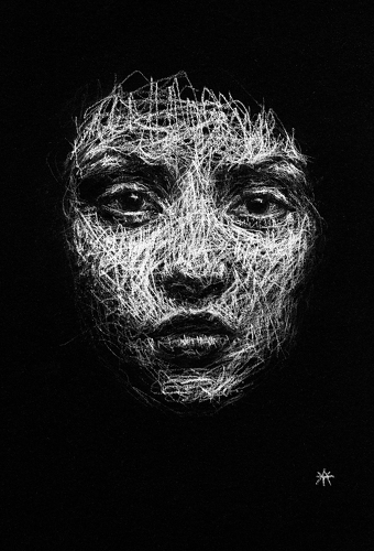 scribble art portrait by Liz Ahmet