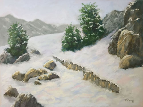 Snow scene by pastel artist Bill McCauley
