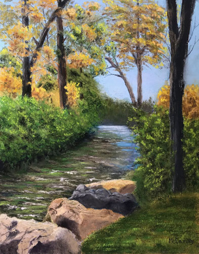 Idyllic landscape in pastel by artist Bill McCauley