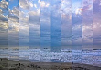 stitched photograph of a beach scene