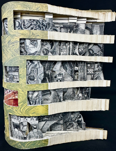 Recycled and carved book by Shane Cooper
