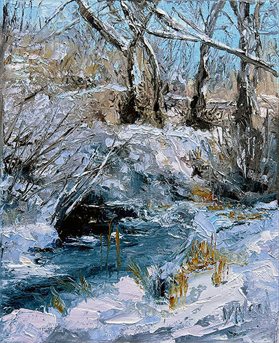 Winter scene, oil painting by Vera Neel