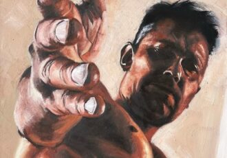 oil painting of a man reaching out by Shameer Sharma