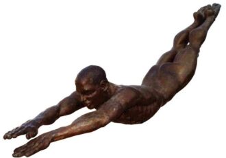 Bronze sculpture of a diver