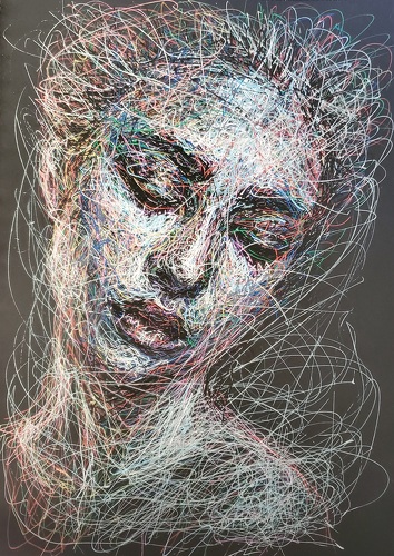 scribble art portrait of a woman