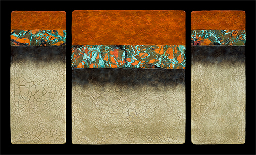 Set of three handmade works of art titled Canyon Walls