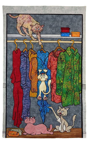 humorous cat quilt by David Charity