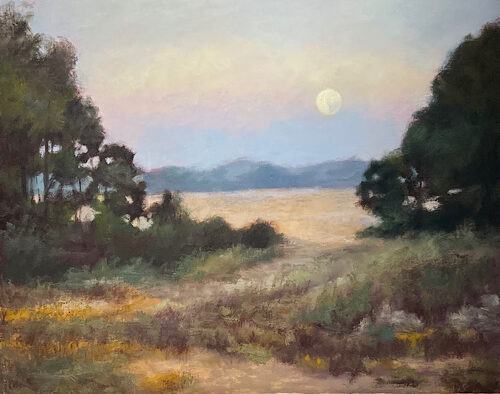oil painting of dusk in a landscape