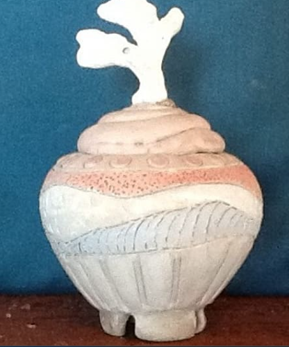 Coral inspired handbuilt ceramic jar