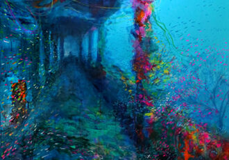 painting of an underwater shipwreck