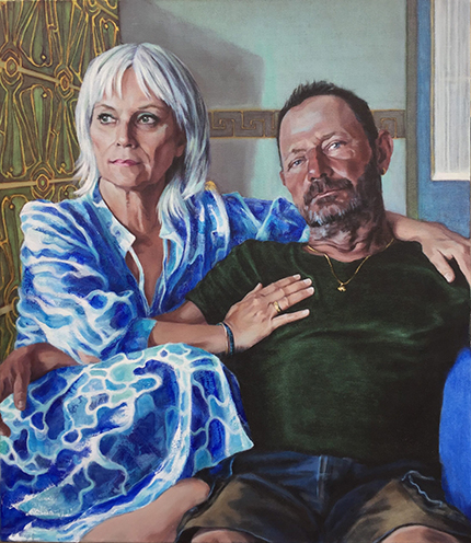 acrylic portrait of a Danish couple