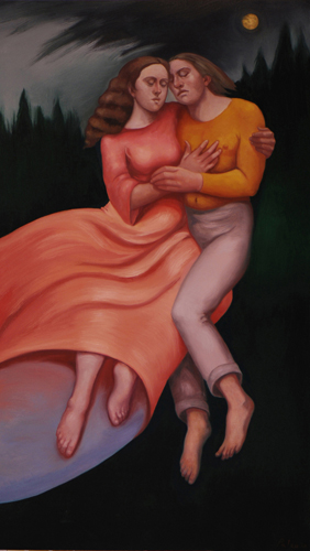 Figurative painting of a young couple