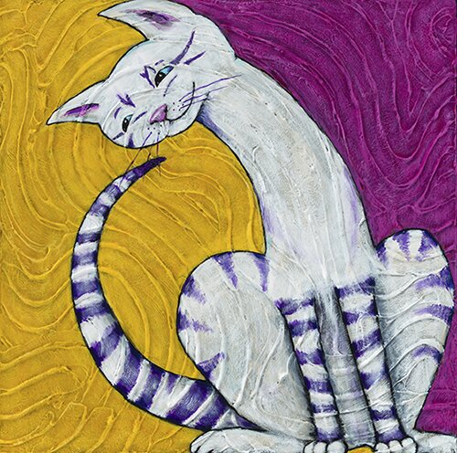 whimsical painting of a cat