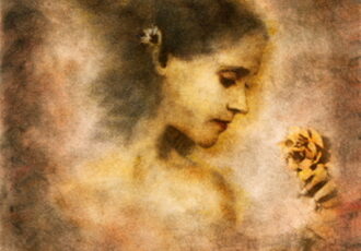 ethereal portrait of a woman and flowers