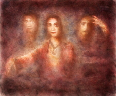 ethereal painting of three women