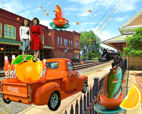 small town vintage collage 