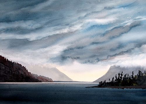 dramatic watercolour landscape painting