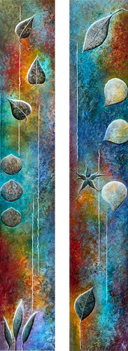 colorful botanical art diptych