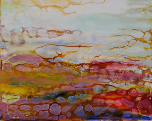 Abstract encaustic painting by Jocelyn Friis