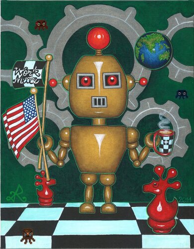 contemporary painting of a robot by Roopa Dudley