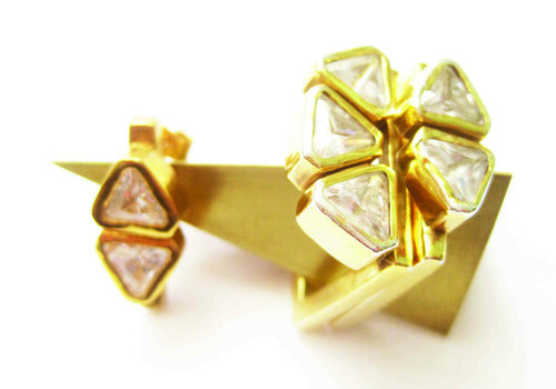 gold plated CZ handmade ring