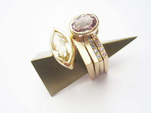 gold plated ring with semi precious stones