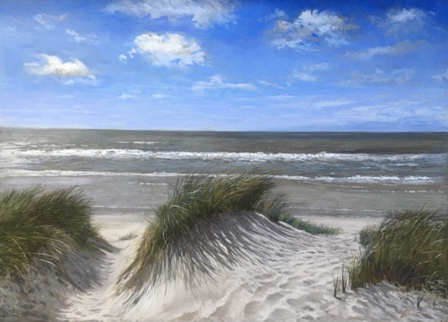pastel landscape of a beach in France