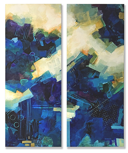 abstract acrylic painting diptych