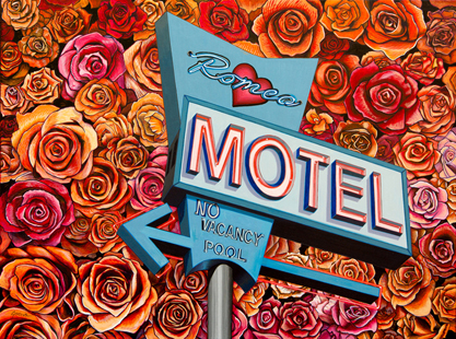 pintura de un letrero de motel de neón
