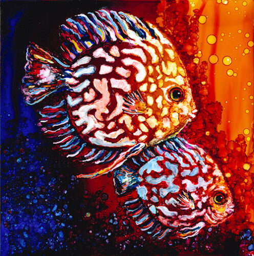 alcohol ink painting of fish