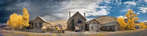Panorama of an old Western ghost town