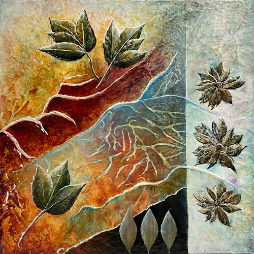 ethereal botanical mixed media art