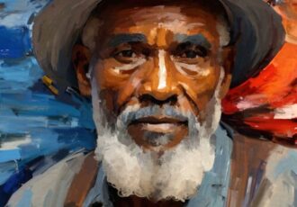 colorful digital portrait of an older black man