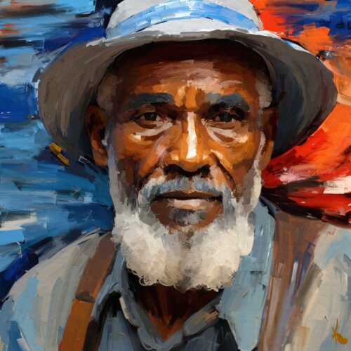 colorful digital portrait of an older black man