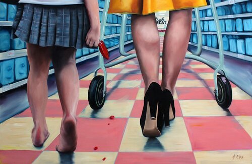 painting of shopping in a supermarket #nostalgia