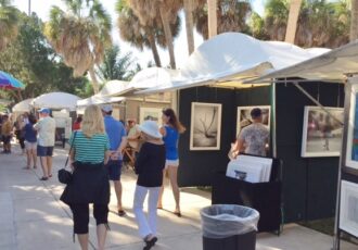 Visitors at an art fair