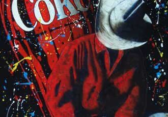 contemporary painting of a cowboy and Coke sign