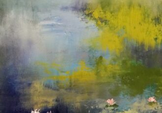 softly abstract landscape of water and plants