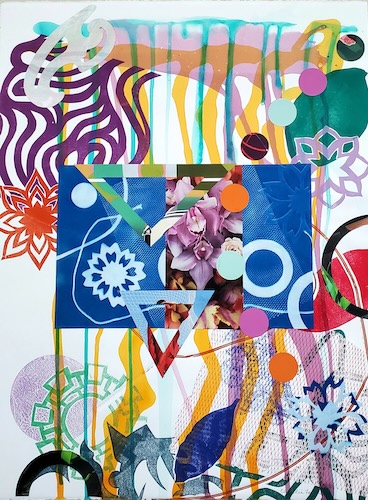 colorful printmaking collage art