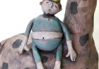 detail of a figurative ceramic sculpture