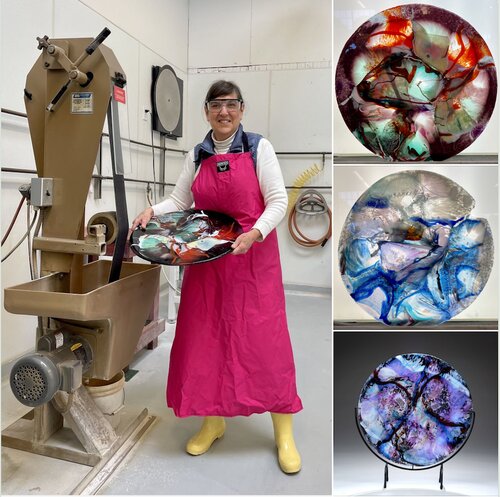 glass artist at work in the studio